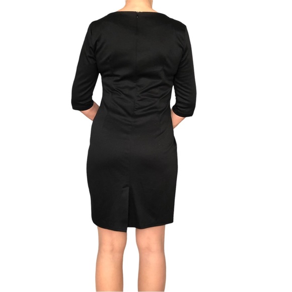 Vintage Black & Grey 3/4 Sleeve Blended Knit Dress Size L fits size 8 model - Picture 2 of 3